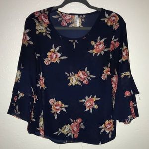 Blue Floral Blouse
